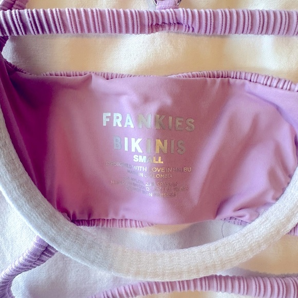 frankies bikinis annie plisse bikini bottom top set wisteria lilac - Picture 10 of 12
